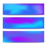 Smooth abstract blurred gradient blue banners set. Abstract Creative multicolored background. Vector illustration