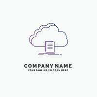 cloud. access. document. file. download Purple Business Logo Template. Place for Tagline vector