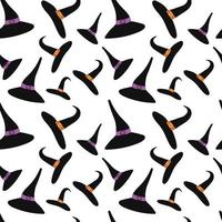 Hats seamless pattern. Witch hat isolated. vector