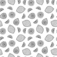 Doodle lemons seamless pattern. Hand drawn different lemon background vector