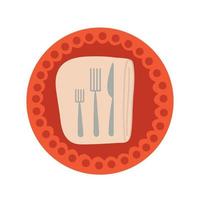 Vector table appointments illustration. Table napkin, plate and cultery clip art