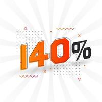 140 discount marketing banner promotion. 140 percent sales promotional design. vector