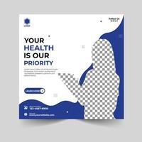 Medical doctor and healthcare consultant social media instagram post design vector
