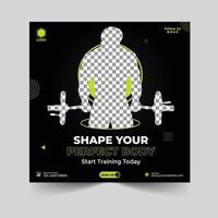 Gym fitness social media post template design vector