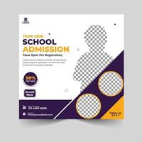 School admission social media post and web banner template design vector