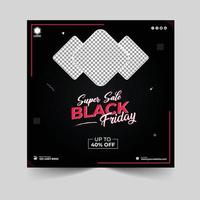 diseño de plantilla de banner de redes sociales de publicación de instagram de super venta de viernes negro vector