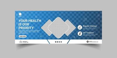 Medical healthcare facebook cover or banner template design vector