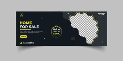 Real estate house property sale facebook cover banner template design vector