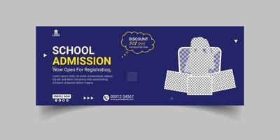 Back to school social media web banner and facebook cover photo design template vector