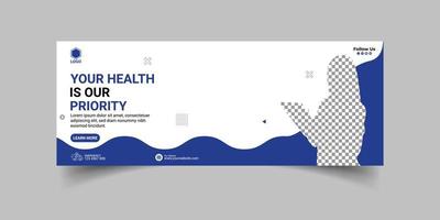 Medical healthcare facebook cover or banner template design vector