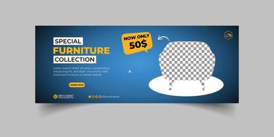 Furniture sale facebook cover template design vector