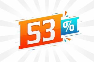 Promoción de banner de marketing de 53 descuentos. 53 por ciento de diseño promocional de ventas. vector