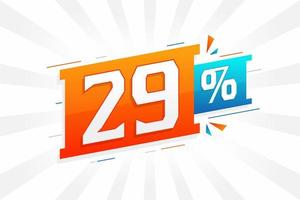 29 discount marketing banner promotion. 29 percent sales promotional design. vector