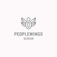People logo wings with liner style vector