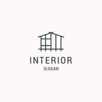 Interior linear furniture gallery logo design vector