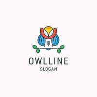Owl Bird Animal with color Line Circle Logo Design Inspiration vector