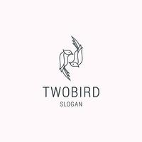 Two birds modern logo design line art illustration. vector