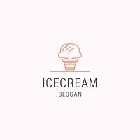 Linear flat ice cream logo design vector