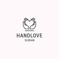 Hand Love Logo design with Line Art On White Backround vector