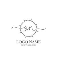 Initial ON beauty monogram and elegant logo design, handwriting logo of initial signature, wedding, fashion, floral and botanical with creative template. vector