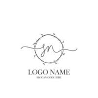 Initial SN beauty monogram and elegant logo design, handwriting logo of initial signature, wedding, fashion, floral and botanical with creative template. vector