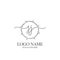 Initial SJ beauty monogram and elegant logo design, handwriting logo of initial signature, wedding, fashion, floral and botanical with creative template. vector