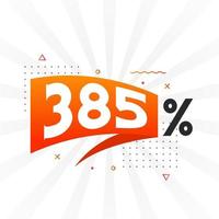 385 promoción de banner de marketing de descuento. 385 por ciento de diseño promocional de ventas. vector