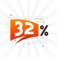 32 discount marketing banner promotion. 32 percent sales promotional design. vector