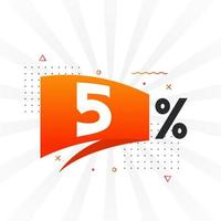 Promoción de banner de marketing de 5 descuentos. 5 por ciento de diseño promocional de ventas. vector