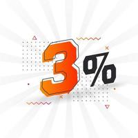 Promoción de banner de marketing de 3 descuentos. 3 por ciento de diseño promocional de ventas. vector