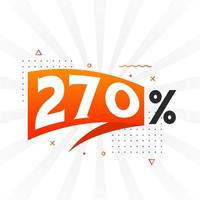 Promoción de banner de marketing de 270 descuentos. 270 por ciento de diseño promocional de ventas. vector