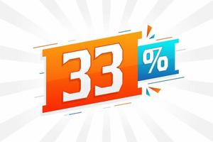 33 discount marketing banner promotion. 33 percent sales promotional design. vector