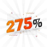 275 discount marketing banner promotion. 275 percent sales promotional design. vector