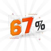67 discount marketing banner promotion. 67 percent sales promotional design. vector