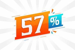 Promoción de banner de marketing de 57 descuentos. 57 por ciento de diseño promocional de ventas. vector