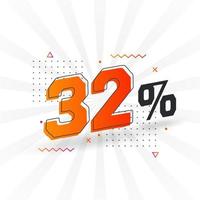 32 discount marketing banner promotion. 32 percent sales promotional design. vector