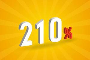 210 discount 3D text for sells and promotion. vector