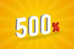 500 de descuento en texto 3d para ventas y promoción. vector
