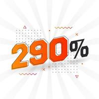290 discount marketing banner promotion. 290 percent sales promotional design. vector