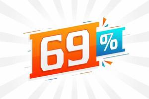 69 discount marketing banner promotion. 69 percent sales promotional design. vector
