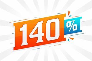 140 discount marketing banner promotion. 140 percent sales promotional design. vector