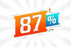 87 discount marketing banner promotion. 87 percent sales promotional design. vector