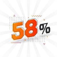 58 discount marketing banner promotion. 58 percent sales promotional design. vector