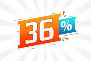 36 discount marketing banner promotion. 36 percent sales promotional design. vector