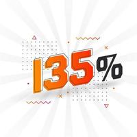 135 discount marketing banner promotion. 135 percent sales promotional design. vector