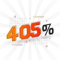 Promoción de banner de marketing de descuento 405. 405 por ciento de diseño promocional de ventas. vector