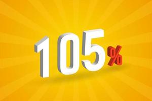 105 discount 3D text for sells and promotion. vector