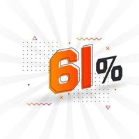 61 discount marketing banner promotion. 61 percent sales promotional design. vector