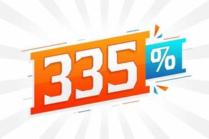 335 promoción de banner de marketing de descuento. 335 por ciento de diseño promocional de ventas. vector