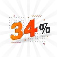 34 discount marketing banner promotion. 34 percent sales promotional design. vector